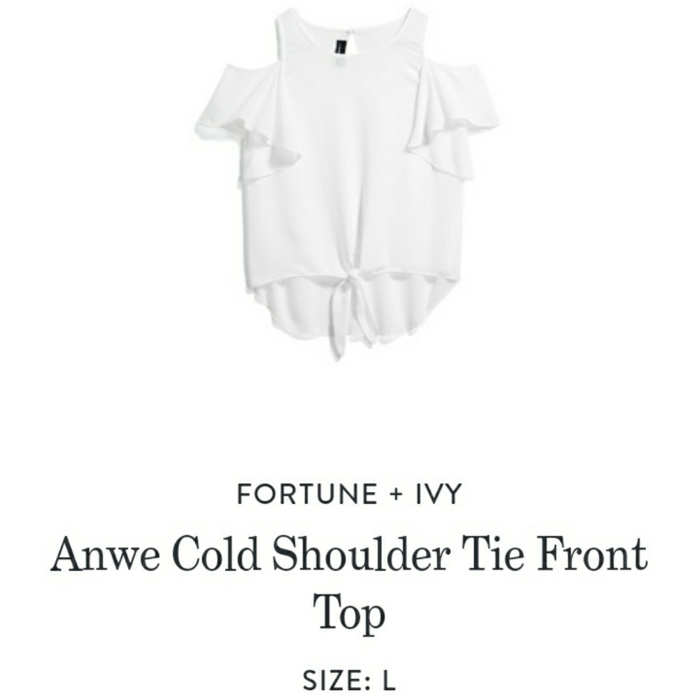 FORTUNE + IVY Anwe Cold Shoulder Tie Front Top